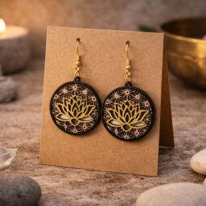 Boucle d oreille fleur de lotus doré,cuivré