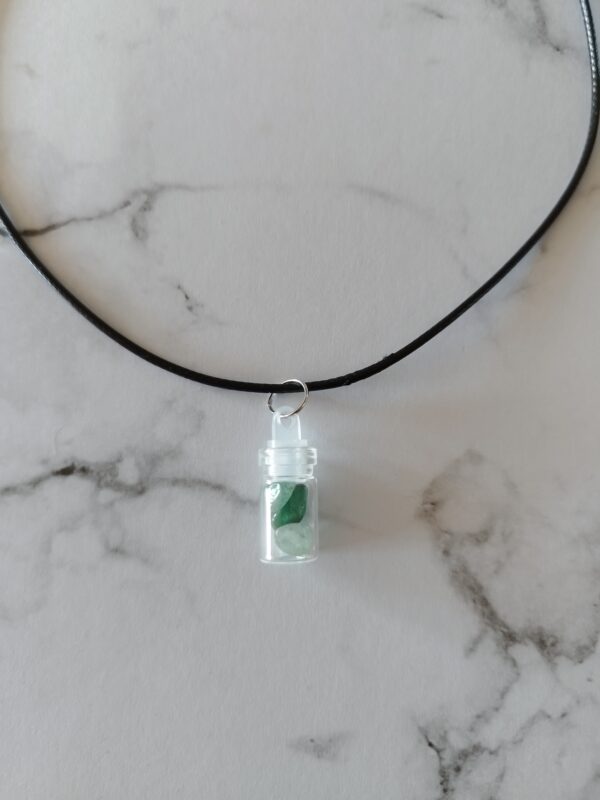 Collier fiole avec verritable pierre Aventurine – Image 2