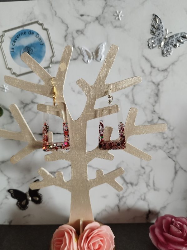 Boucle d oreille trapèze pailletée
