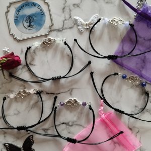 bracelets infini avec cœur et véritable pierre aux choix