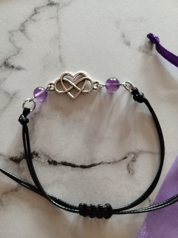 bracelets infini avec cœur et véritable pierre aux choix – Image 3
