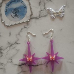 Boucle d'oreille étoile papillon