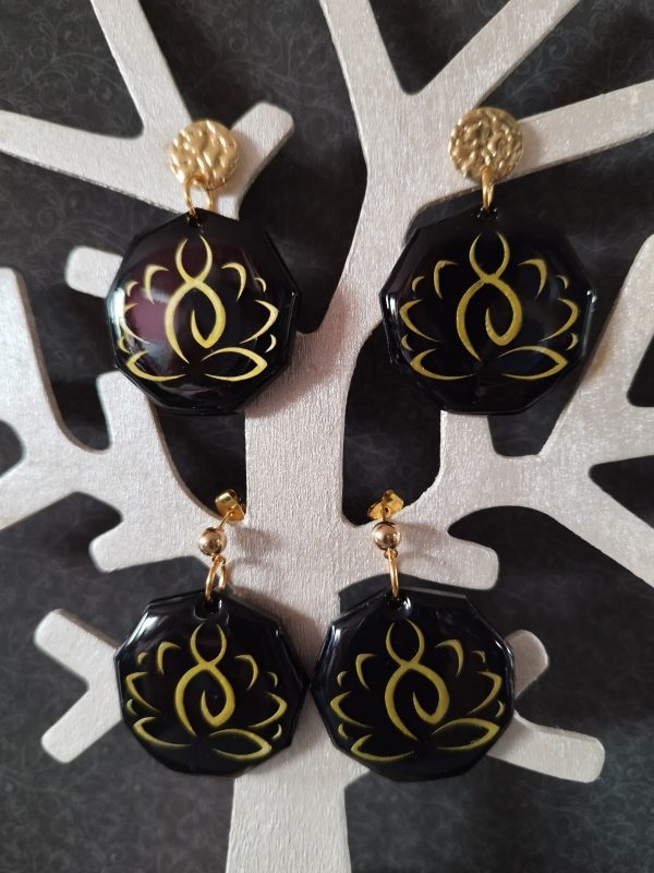 Boucles d'oreilles fleur lotus yoga – Image 3