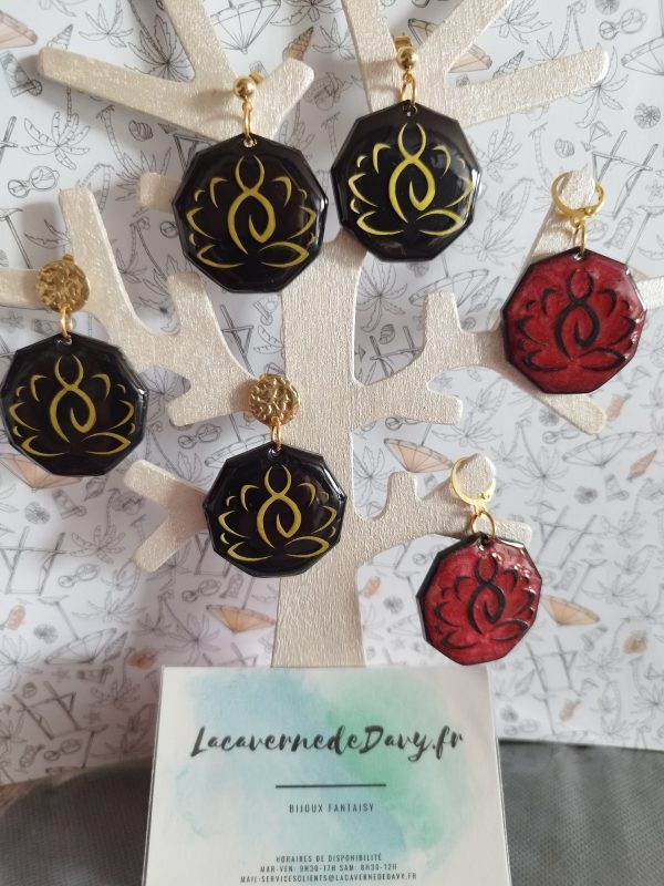 Boucles d'oreilles fleur lotus yoga