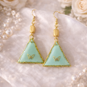 Boucles d'oreilles triangle doré papillon