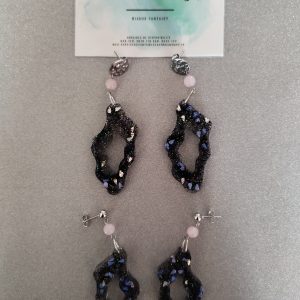 Boucles d'oreilles corail avec pierre de quartz rose