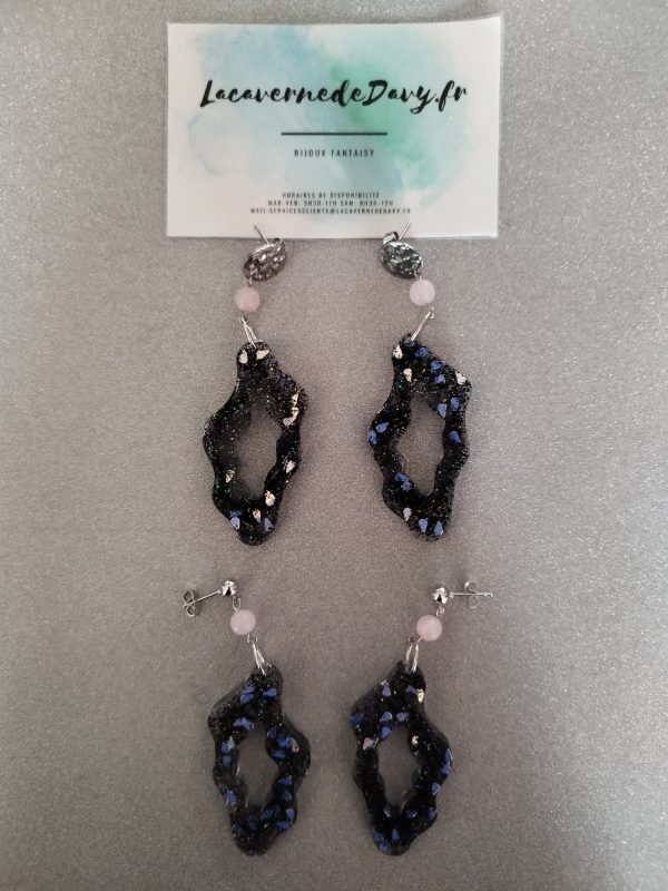Boucles d'oreilles corail avec pierre de quartz rose