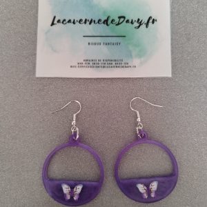 Boucles d'oreilles demi-cercle papillon