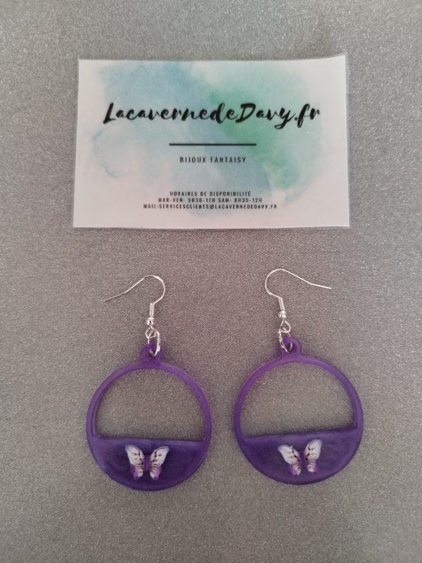 Boucles d'oreilles demi-cercle papillon
