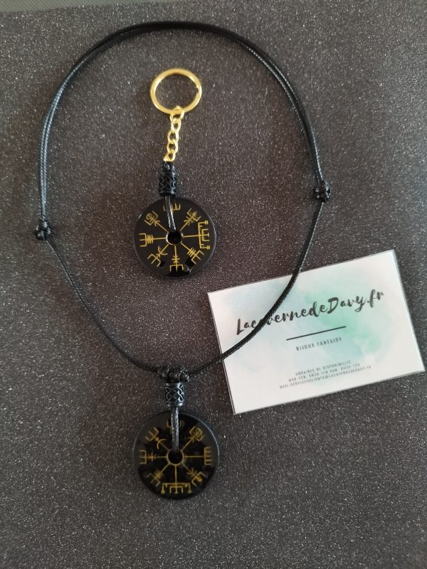 Le vegvisir ou boussole viking en collier ou porte clé avec deux face identique – Image 3