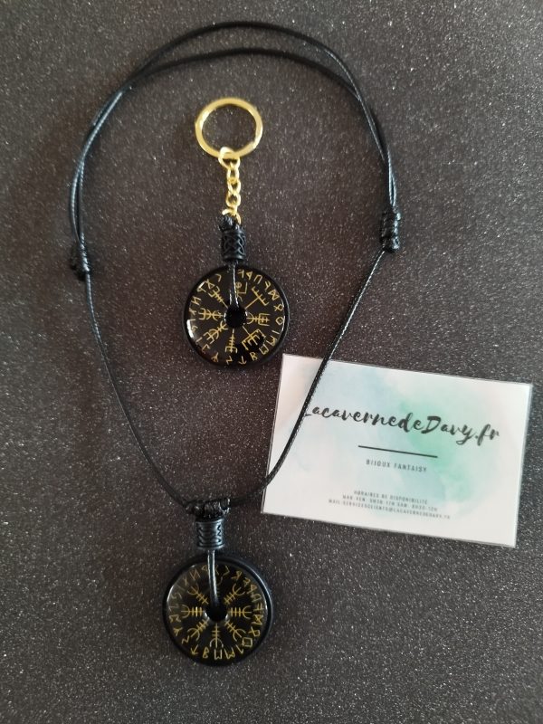 Le vegvisir ou boussole viking en collier ou porte clé avec deux face identique – Image 2