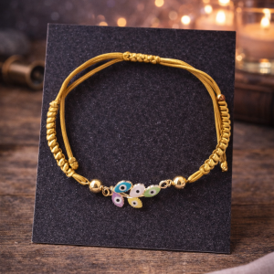 Bracelet doré mauvais œil en forme de fleur                        <small style="color:#666;"> Livraison gratuite  </small>