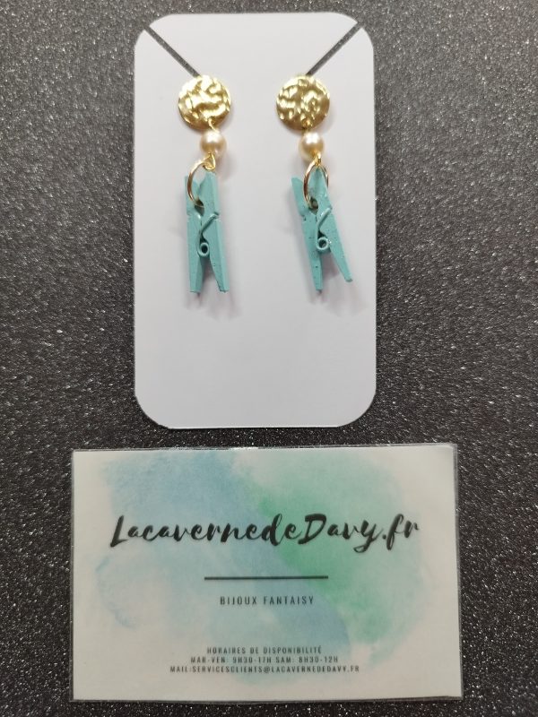Boucles d'oreilles épingle avec perle – Image 3