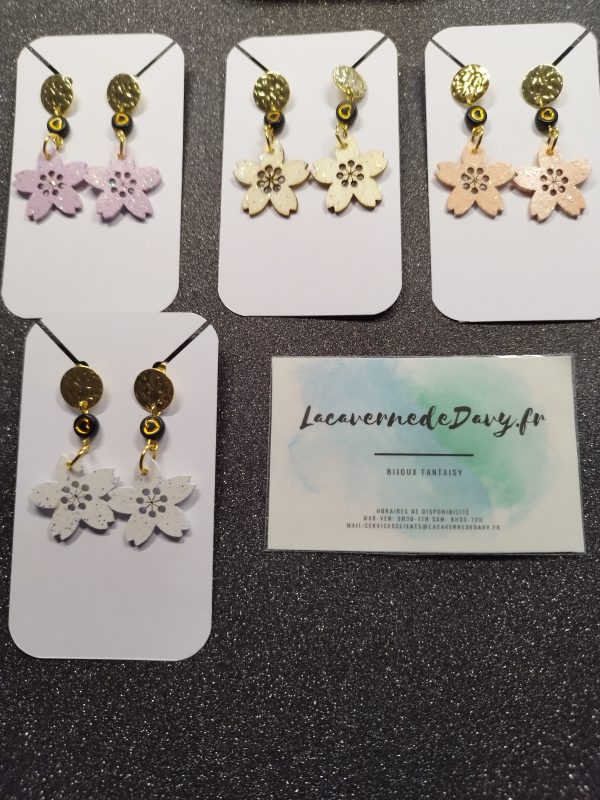 Boucles d'oreilles fleur pailletée