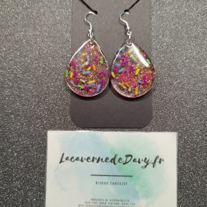 Boucles d'oreilles goutte d'eau pailletée colorée