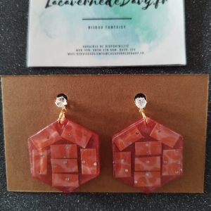 Boucles d'oreilles hexagone Peach Diamond