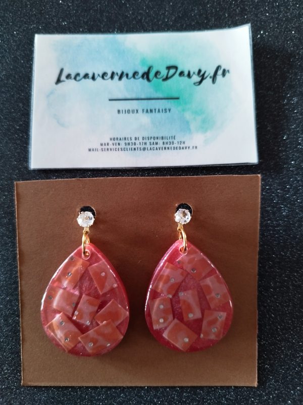 Boucles d'oreilles goutte d'eau Éclat Pêche