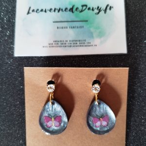 Boucles d'oreilles papillon rose