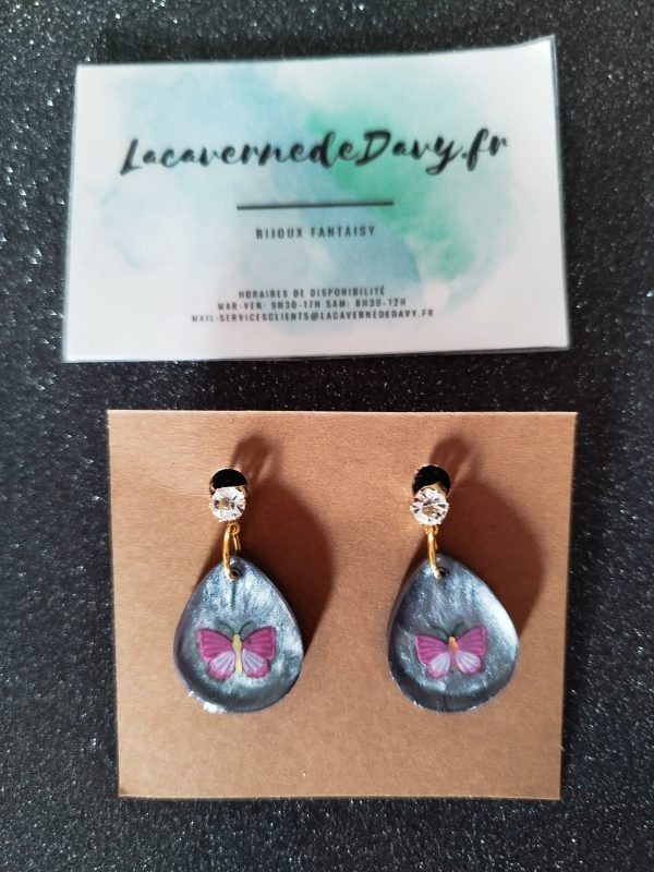 Boucles d'oreilles papillon rose