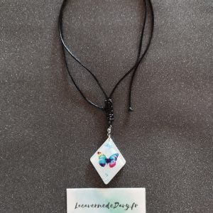 Collier Papillon Arc-en-ciel Pailleté Bleu