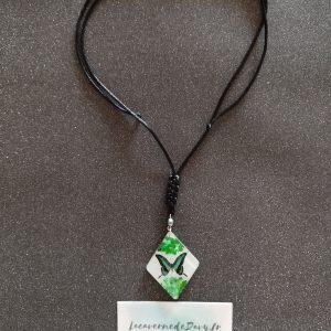 Collier papillon vert pailletée