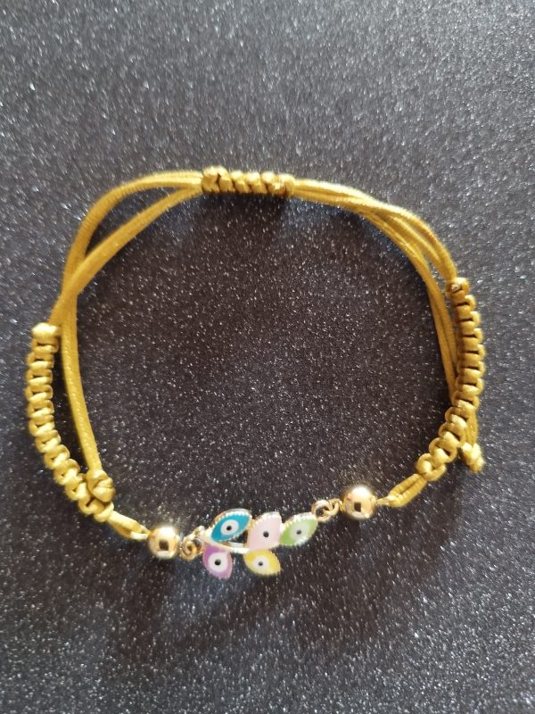 Bracelet doré mauvais œil en forme de fleur – Image 2
