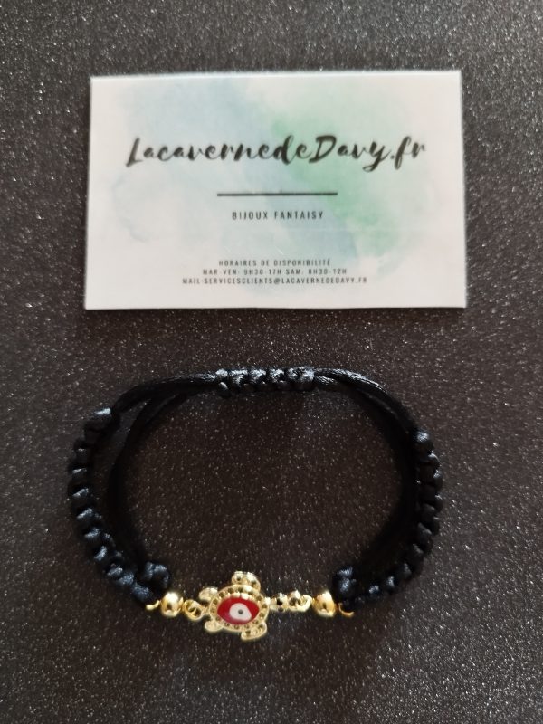 Bracelet tortue mauvais œil unique en perles avec cordon ajustable, bijou protecteur et porte-