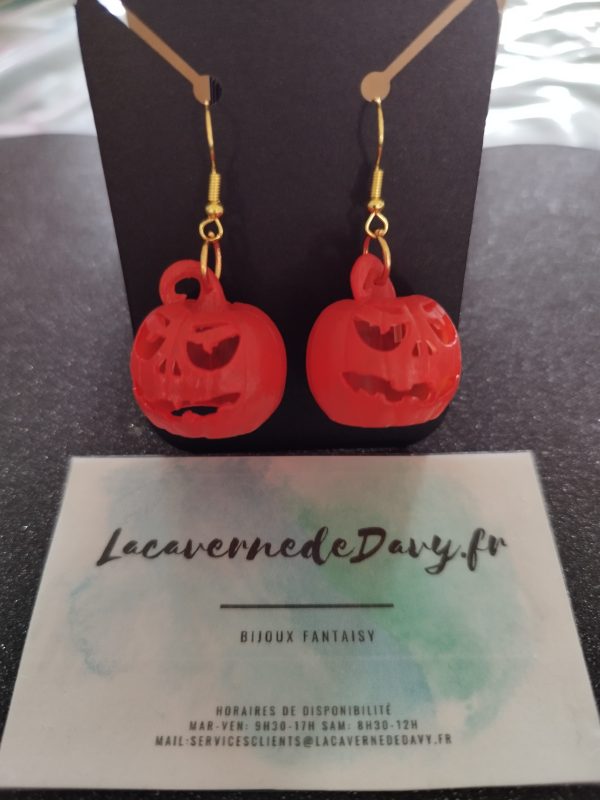 Boucles d'oreilles citrouille Halloween – Image 3