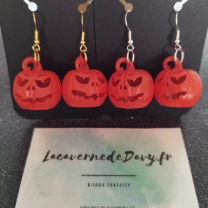 Boucles d'oreilles citrouille Halloween