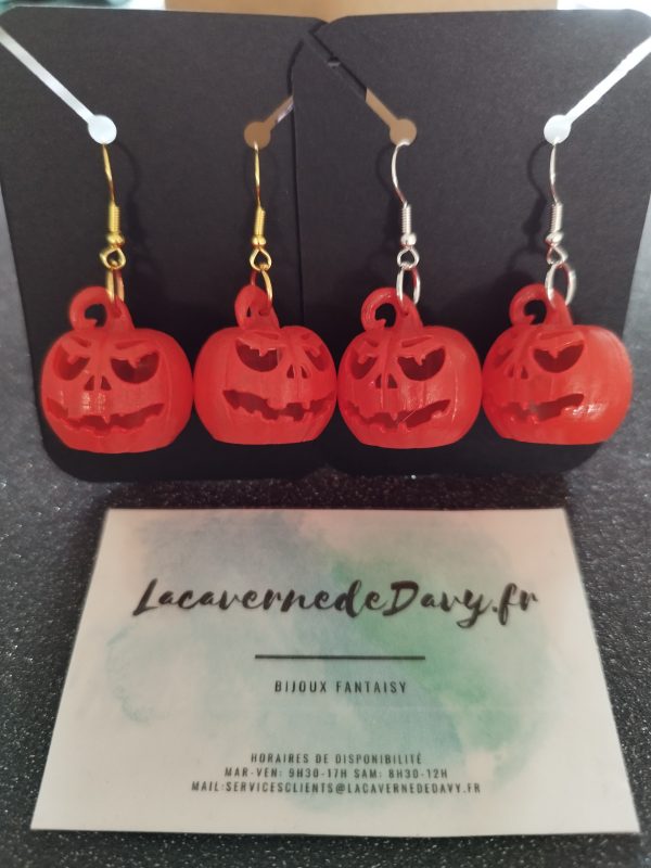 Boucles d'oreilles citrouille Halloween
