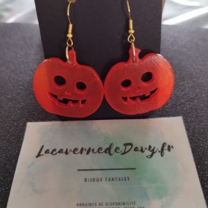 boucles d'oreilles citrouille plate Halloween