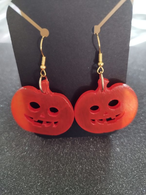 boucles d'oreilles citrouille plate Halloween – Image 2