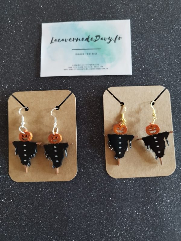 Boucles oreilles épouvantail Halloween 🎃
