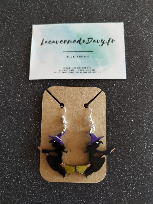 Boucles d'oreilles sorcière Halloween – Image 3