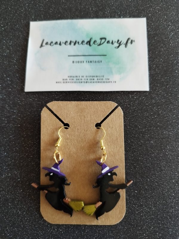 Boucles d'oreilles sorcière Halloween – Image 2