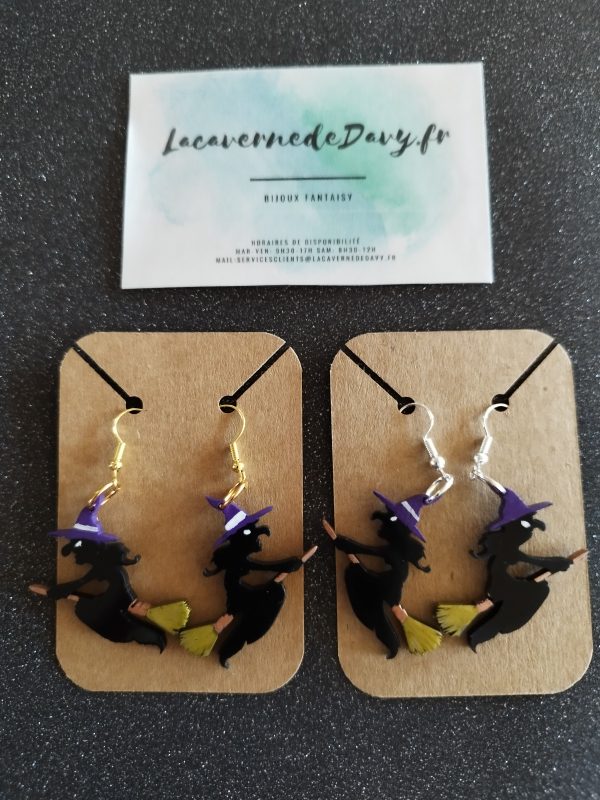 Boucles d'oreilles sorcière Halloween