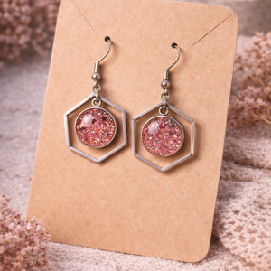 Boucles d’oreilles Hexagone Pailleté