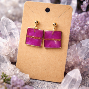 Boucles d’oreilles “Fuchsia Doré”