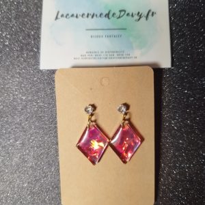 Boucles d’oreilles Losange Rose Scintillant
