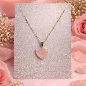 Pendentif Cœur de Quartz Rose
