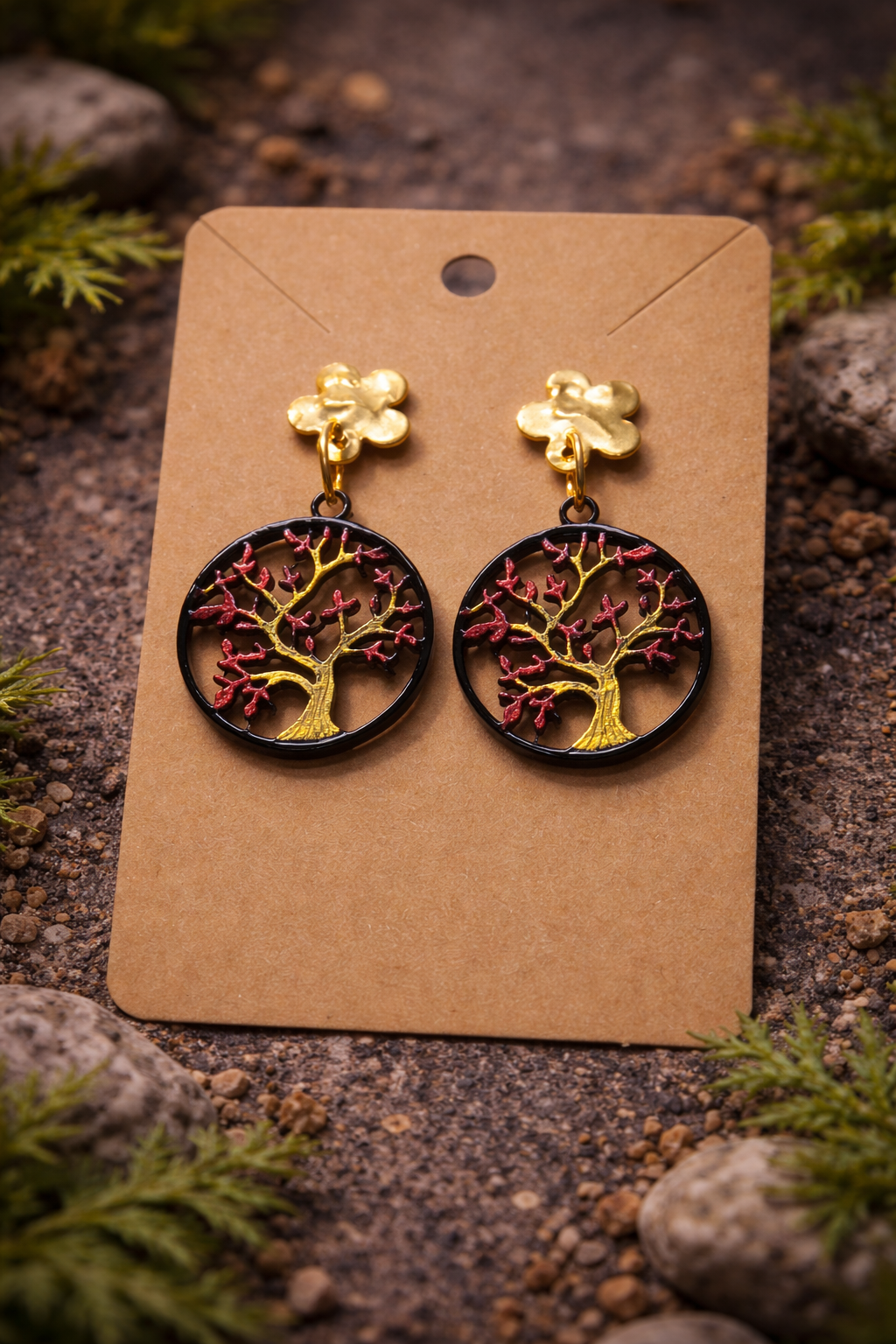 Boucles d’oreilles “Arbre de Vie Sacré” <small style="color:#666;">Livraison gratuite </small> – Image 2