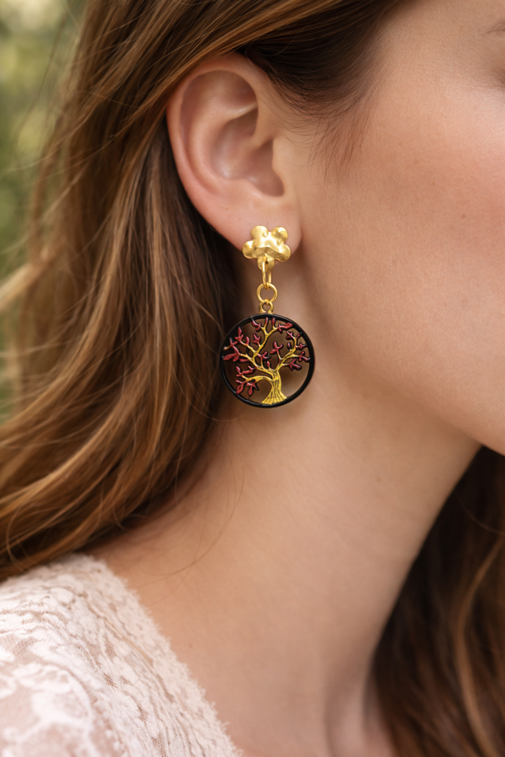 Boucles d’oreilles “Arbre de Vie Sacré” <small style="color:#666;">Livraison gratuite </small> – Image 3